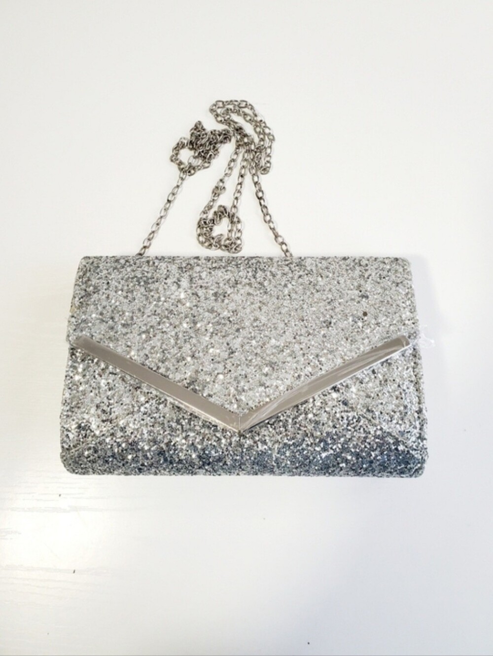 Taxi Silver Glitter Evening Clutch & Shoulder Bag